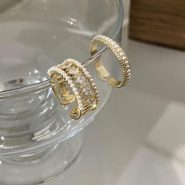 Light Luxury Pearl Open-end Zircon Ring Female Special-interest Design - Image 6