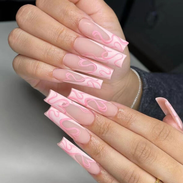 Heart Stripe Fake Nails - Image 8