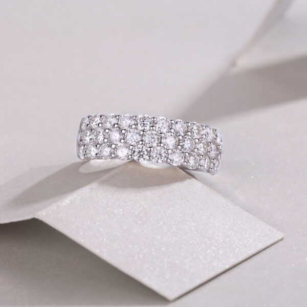 Multi-row Diamond Ring Luxury Fashion Set Moissanite Silver Ring - Image 2