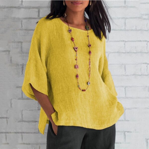 Women's 2025 Fashion Tops Three-quarters Length Sleeve Business Casual Blouses Summer Tees Shirts - Image 10