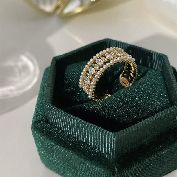 Light Luxury Pearl Open-end Zircon Ring Female Special-interest Design - Image 7