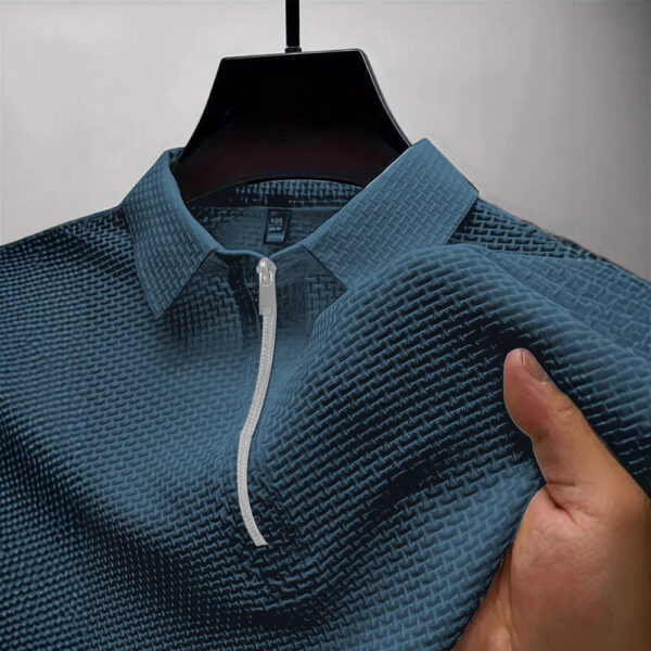 High-end Mesh Ice Silk T-shirt Half Zipper - Image 7