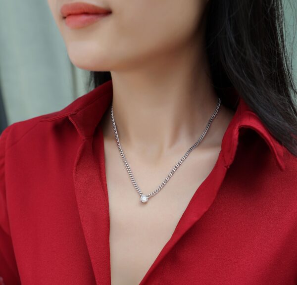 Cuban Necklace Luxury Fashion Diamond Pendant Necklace Set With Mosan Diamond Silver Ornaments - Image 3