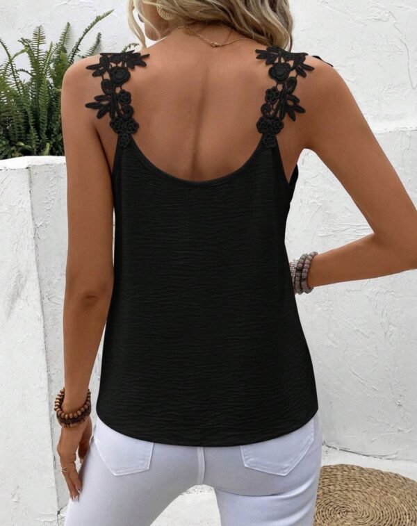 New 2 Solid Color V-neck Patchwork Sling Top - Image 9