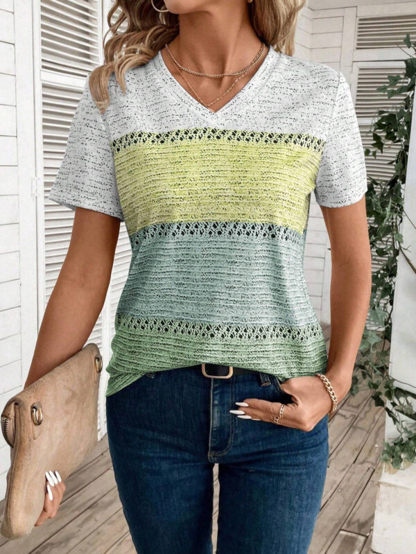 Printed Striped Casual Short-sleeved T-shirt - Image 5