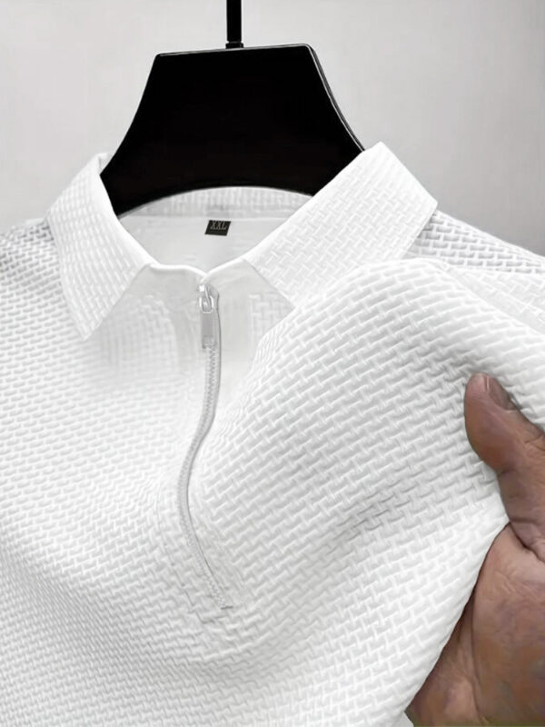High-end Mesh Ice Silk T-shirt Half Zipper - Image 4