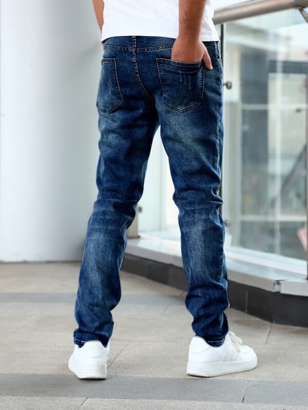 Slim Fit Stretch Men's Youth Blue Casual Pants - Image 4