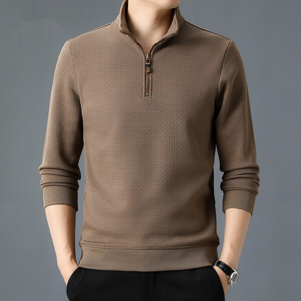 Stand Collar Half Zip Autumn And Winter Long Sleeve T-shirt Men - Image 7