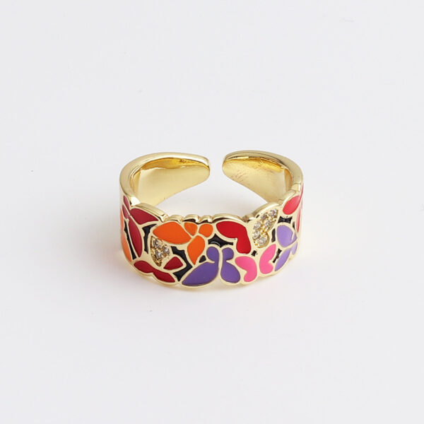 Wide Blue Leaf Slate Pattern Ring - Image 6