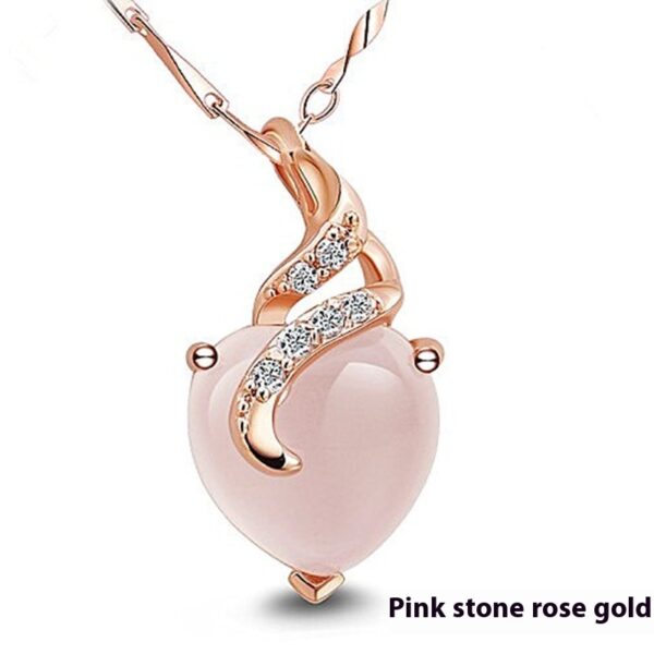 Natural Rose Quartz Pendant Silver Necklace Ladies - Image 4