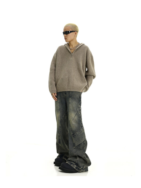American Retro Distressed Yellow Mud Washed Jeans - Image 5