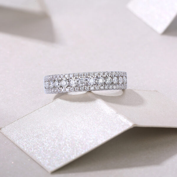 Luxury Fashion Multi-row Diamond Ring With Moissanite Silver Ring - Image 4