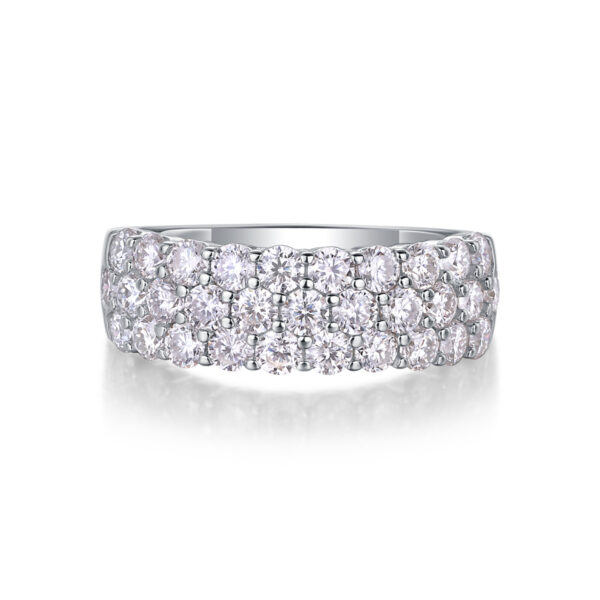 Multi-row Diamond Ring Luxury Fashion Set Moissanite Silver Ring - Image 3