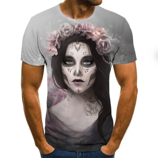 Printed 3DT Shirts Horror Skull Print Short Sleeve T-Shirts For Men And Women - Image 6