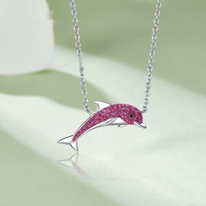 Advanced Simple Dolphin-shaped Colored Gems Necklace