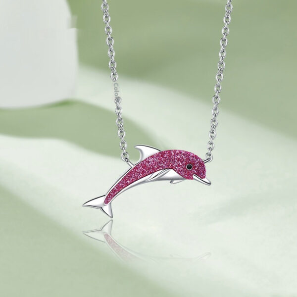 Advanced Simple Dolphin-shaped Colored Gems Necklace