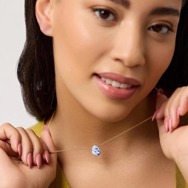 Retro Hand Painted Blue And White New Chinese Ceramic Necklace - Image 2