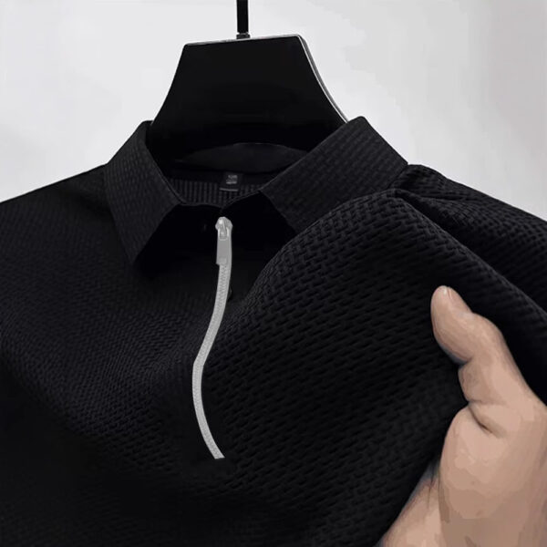 High-end Mesh Ice Silk T-shirt Half Zipper - Image 3