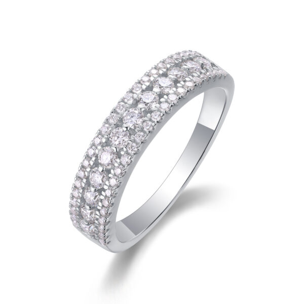 Luxury Fashion Multi-row Diamond Ring With Moissanite Silver Ring - Image 2