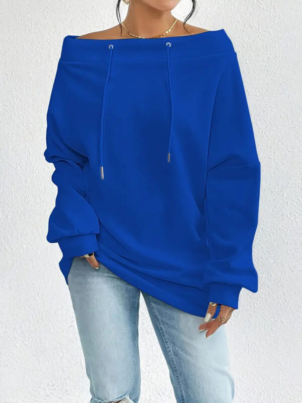 Women's Loose Casual Drawstring Off-the-shoulder Off-shoulder Top - Image 2