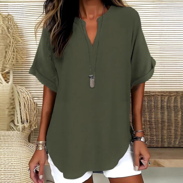 Summer Loose Solid Color Women's Casual Shirt - Image 6