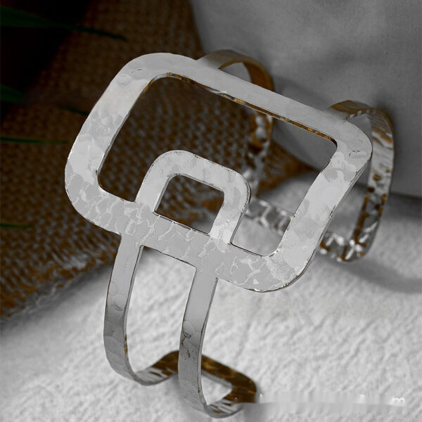 Square Hollow Splicing Open-ended Bracelet - Image 4