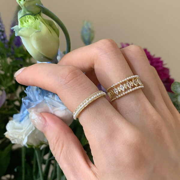 Light Luxury Pearl Open-end Zircon Ring Female Special-interest Design - Image 5