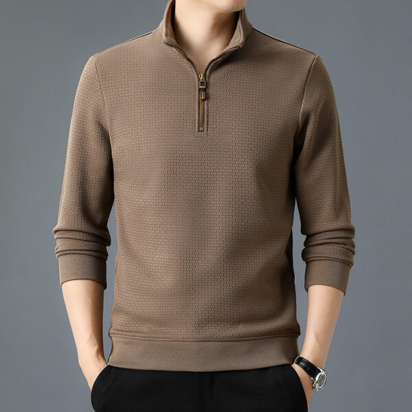 Stand Collar Half Zip Autumn And Winter Long Sleeve T-shirt Men - Image 6