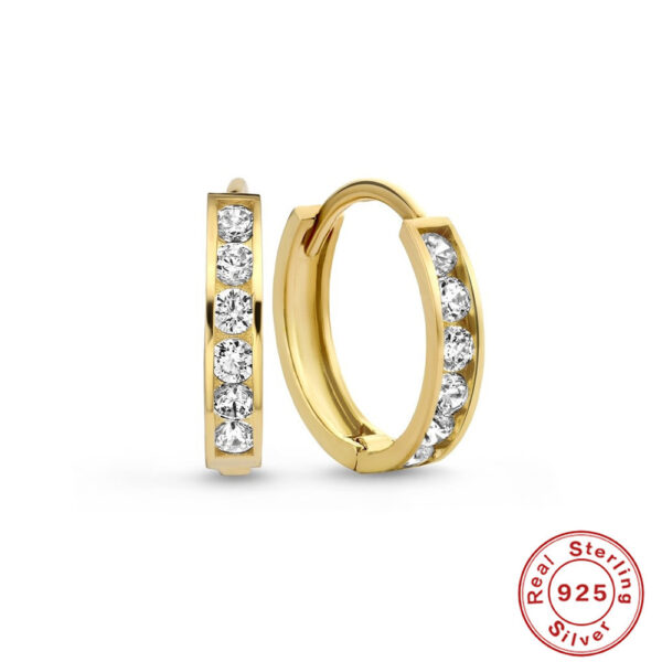 Sterling Silver Cluster Diamond Geometric All-match Earrings - Image 6