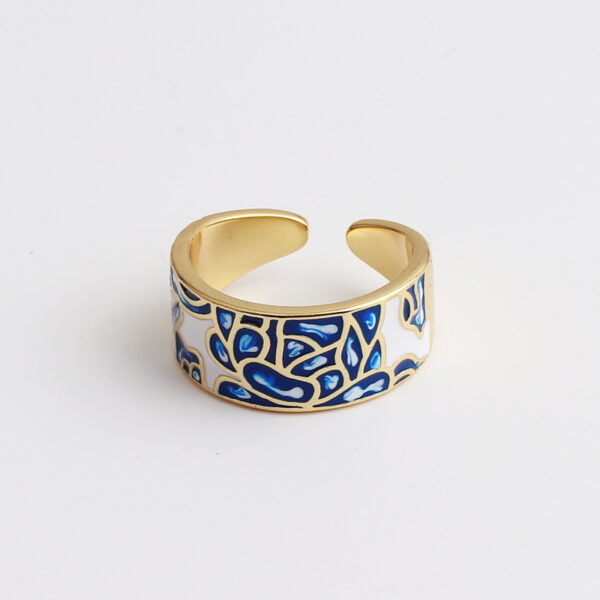 Wide Blue Leaf Slate Pattern Ring - Image 8