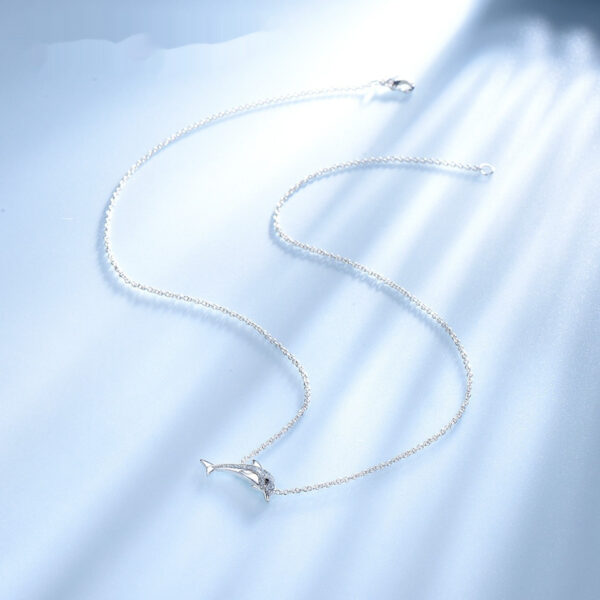 Advanced Simple Dolphin-shaped Colored Gems Necklace - Image 7
