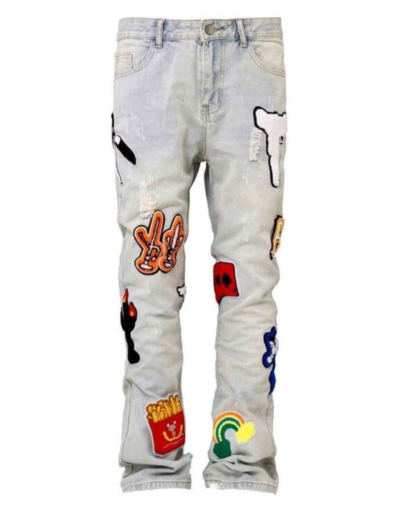 Light Color Irregular Towel Embroidered Slim Straight-leg Denim Trousers - Image 4