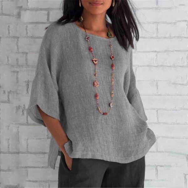 Women's 2025 Fashion Tops Three-quarters Length Sleeve Business Casual Blouses Summer Tees Shirts - Image 9