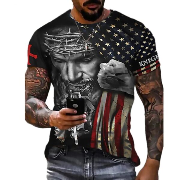 3D Printing Men's Breathable Crew Neck Short Sleeves - Image 4