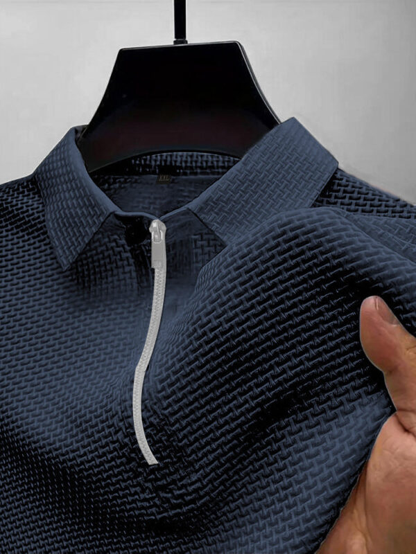 High-end Mesh Ice Silk T-shirt Half Zipper - Image 6