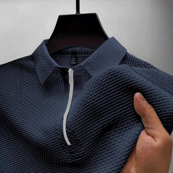 High-end Mesh Ice Silk T-shirt Half Zipper - Image 8