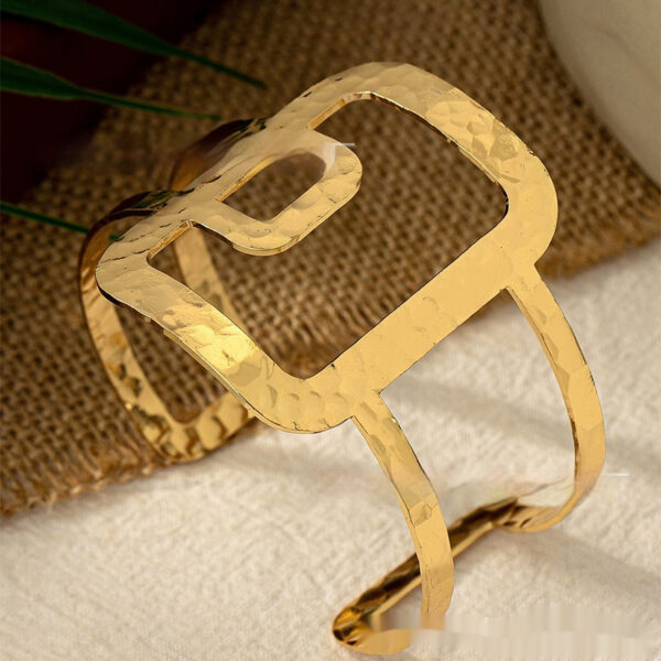 Square Hollow Splicing Open-ended Bracelet - Image 3