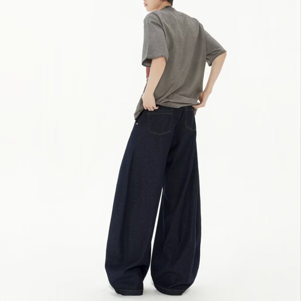 High Waist Dark Blue Wide Leg Jeans - Image 3