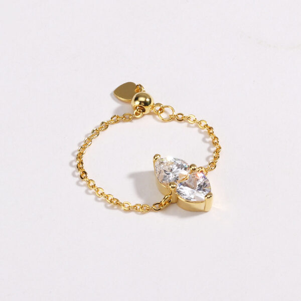 Copper Plating Colored Loving Heart Stars, Sun And Moon Stretch Chain Ring - Image 4