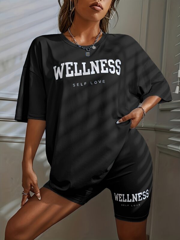 Loose Sport Letters Printed Shorts Suit - Image 4