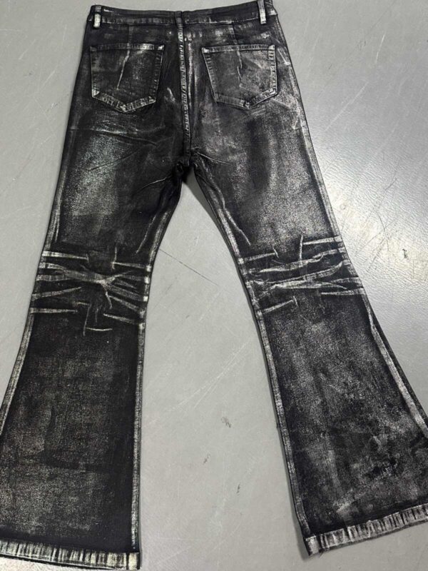 Two-color Bronzing Brush Wax Wash Distressed Micro-elastic Horn Jeans For Men - Image 3