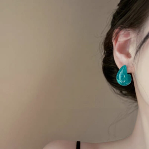 Ice Cream Mint Blue Super Fairy French Retro Acrylic Water Drop Earrings - Image 2