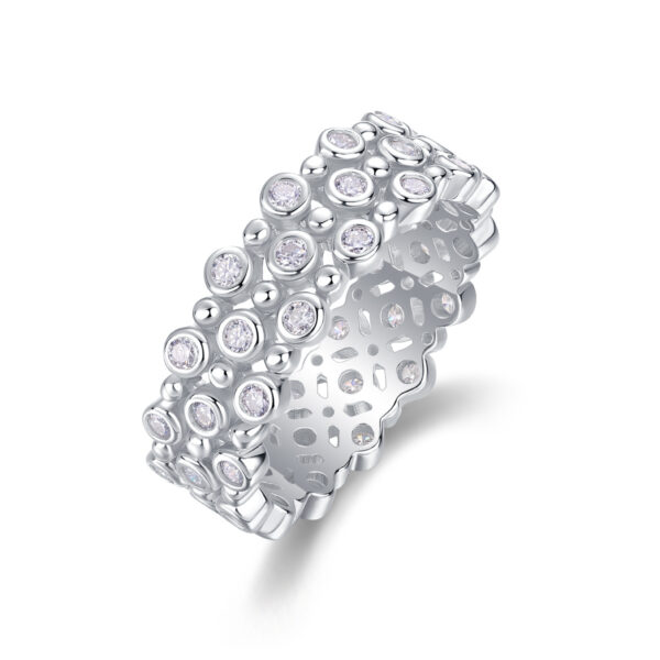 Multi-row Diamond Ring Luxury Fashion Set Moissanite Silver Ring - Image 4